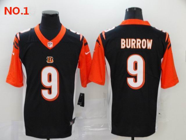 Men's Cincinnati Bengals 9 Joe Burrow Black Orange Jersey;